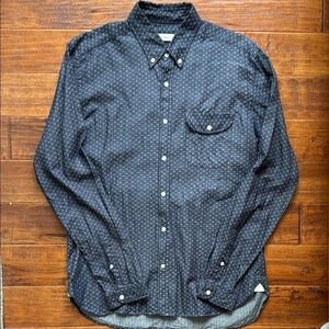 Oliver Spencer Men's Navy Blue Button-Up Shirt, Size Neck 16